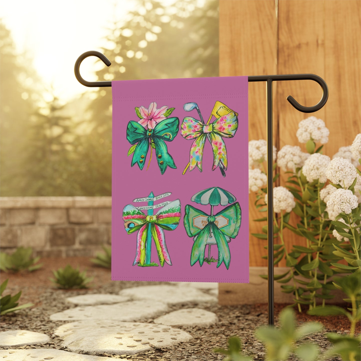 Golf Bow Garden Flag Pink