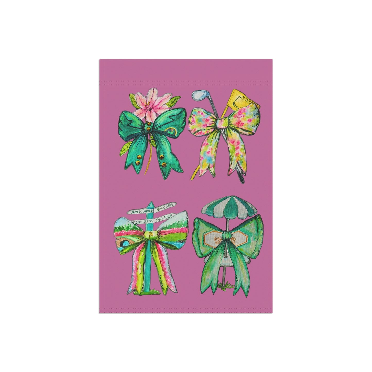 Golf Bow Garden Flag Pink