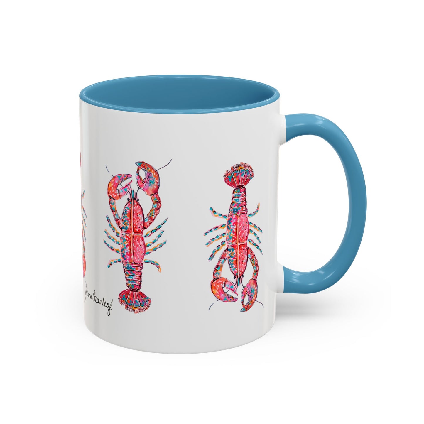 Colorful Lobsta Accent Coffee Mug - 11oz & 15oz - Perfect for Seafood Lovers and Beach Enthusiasts