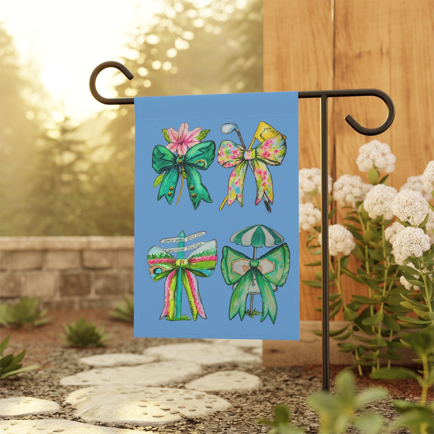 Golf Bow Garden Flag Light Blue