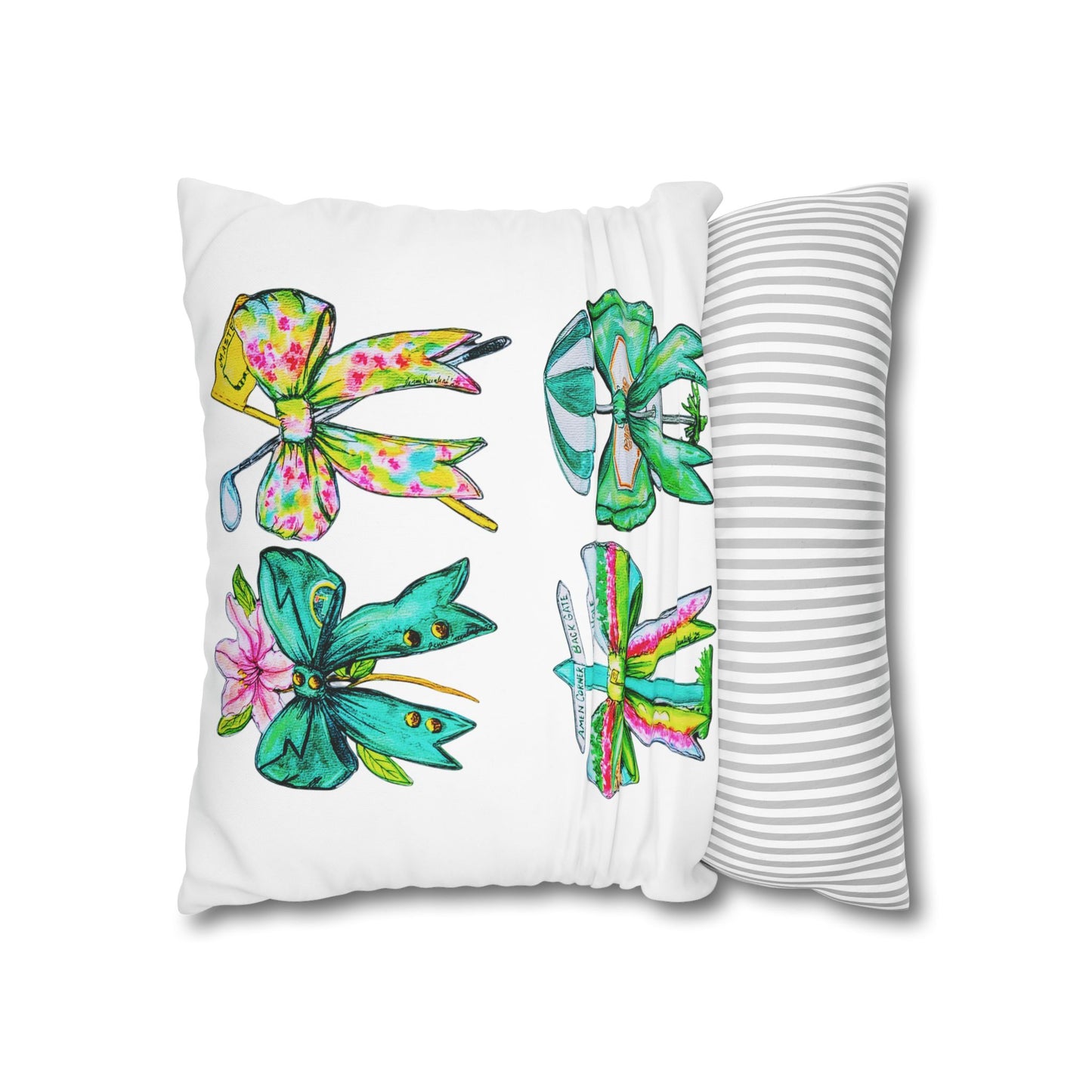 Green Jacket Bow Decor Pillowcase – Vibrant Decorative Throw for Home & Gifts